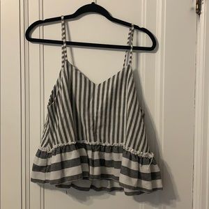 Blue and white striped crop top